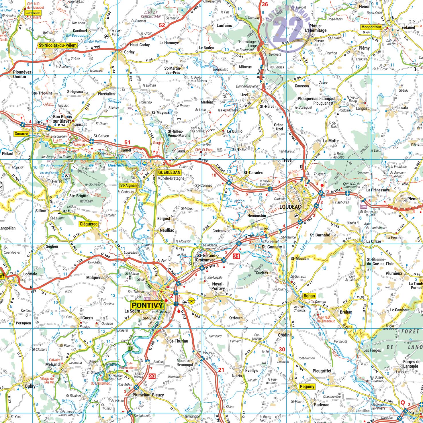 Poster de la carte routière de la région Bretagne