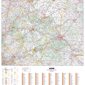 Poster de la carte routière du département de l'Aisne