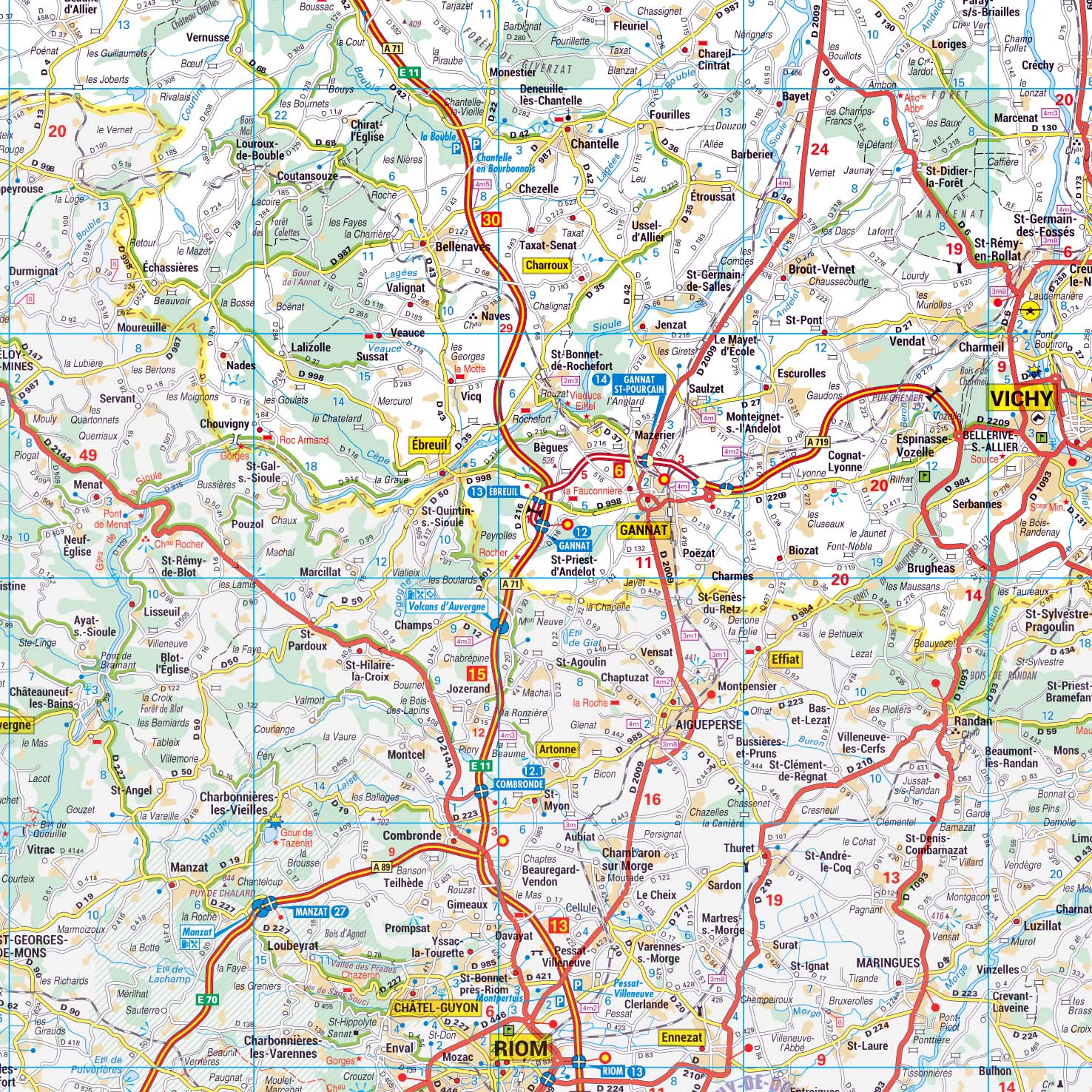 Dept_03_detail Poster de la carte routière du département de l'Allier