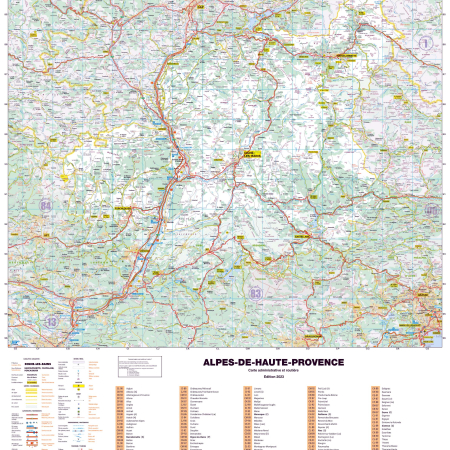 Poster de la carte routière du département des Alpes de Haute-Provence