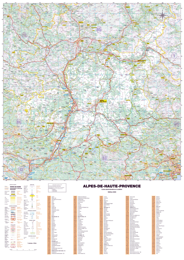 Poster de la carte routière du département des Alpes de Haute-Provence