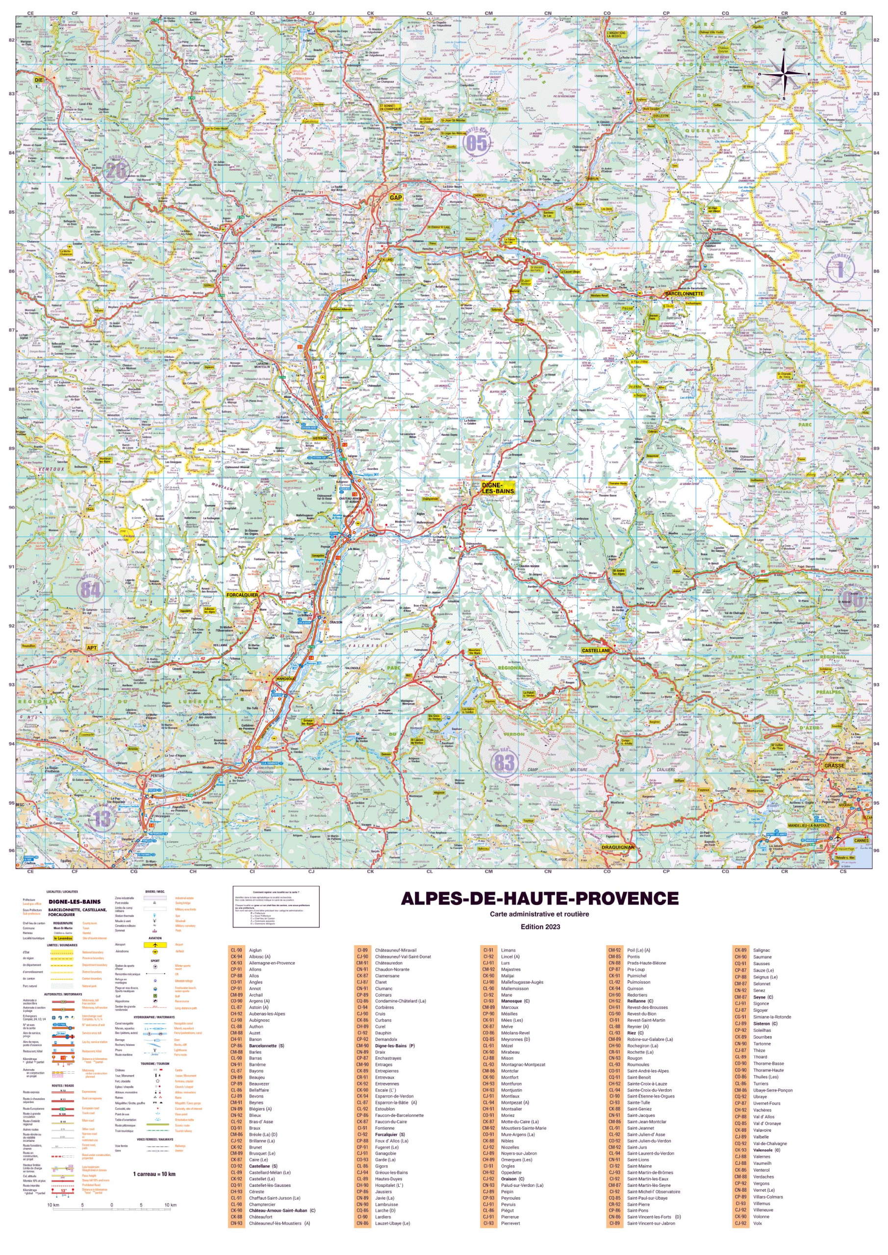 Dept_04 Poster de la carte routière du département des Alpes de Haute-Provence
