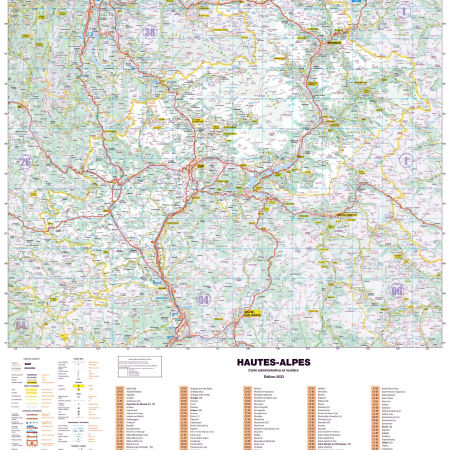 Poster de la carte routière du département des Hautes-Alpes