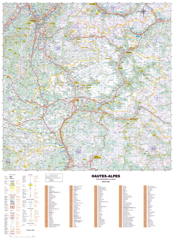 Poster de la carte routière du département des Hautes-Alpes