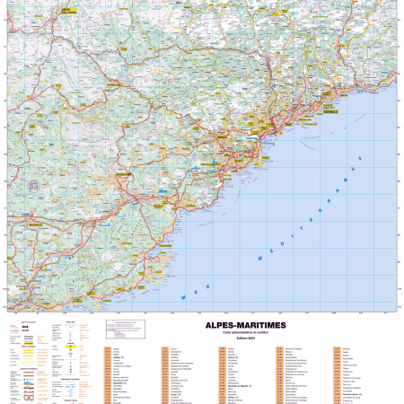 Poster de la carte routière du département des Alpes-Maritimes