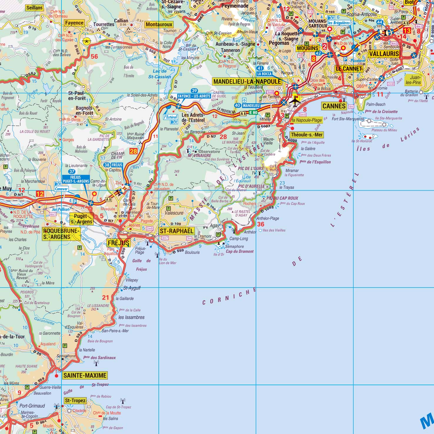 Dept_06_detail Poster de la carte routière du département des Alpes-Maritimes