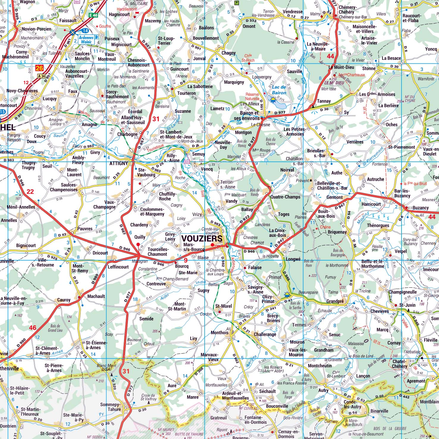 Dept_08_detail Poster de la carte routière du département des Ardennes