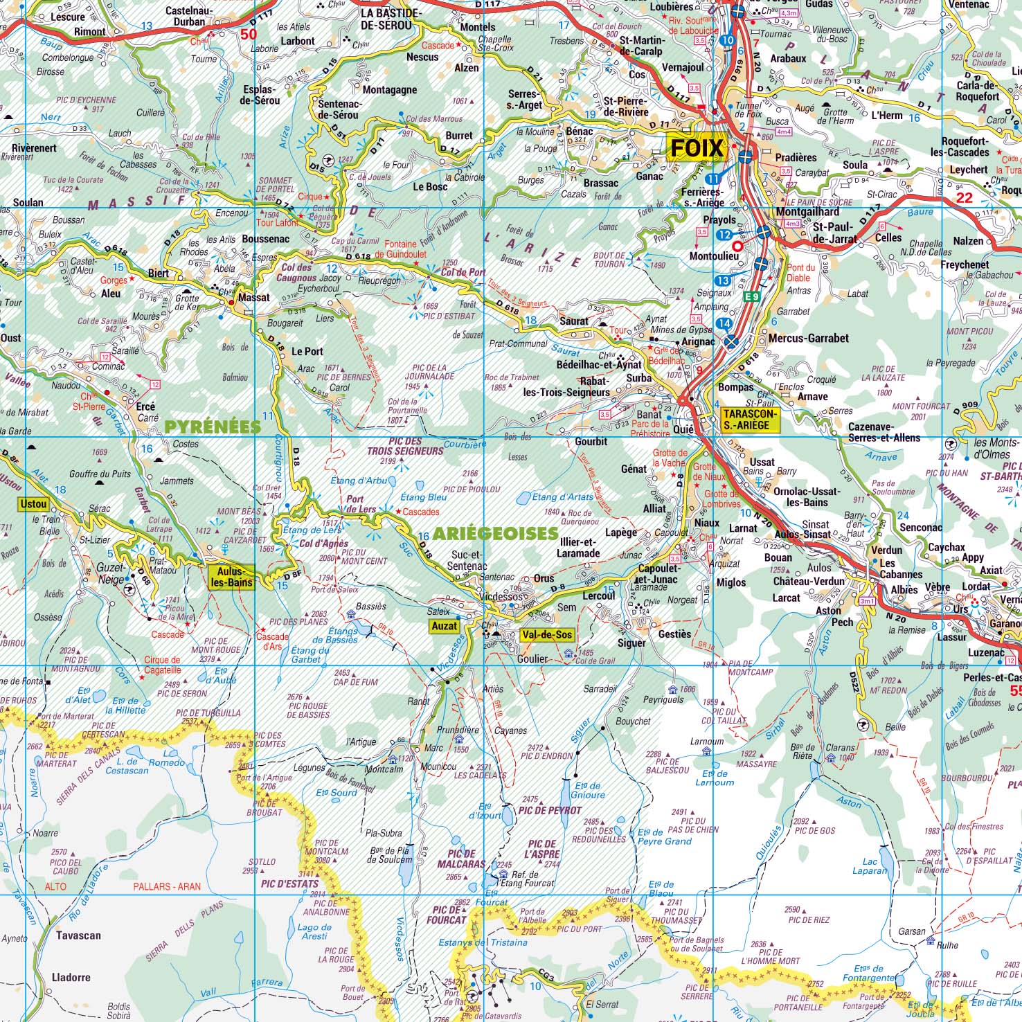 Poster de la carte routière du département de l'Ariège