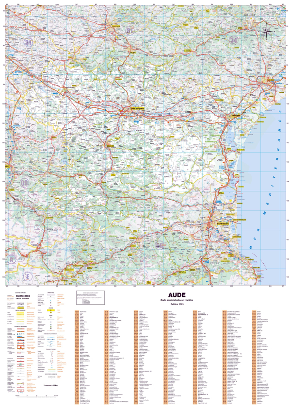 Poster de la carte routière du département de l'Aude