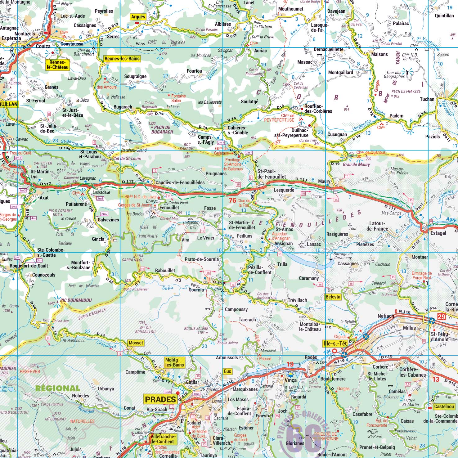 Poster de la carte routière du département de l'Aude