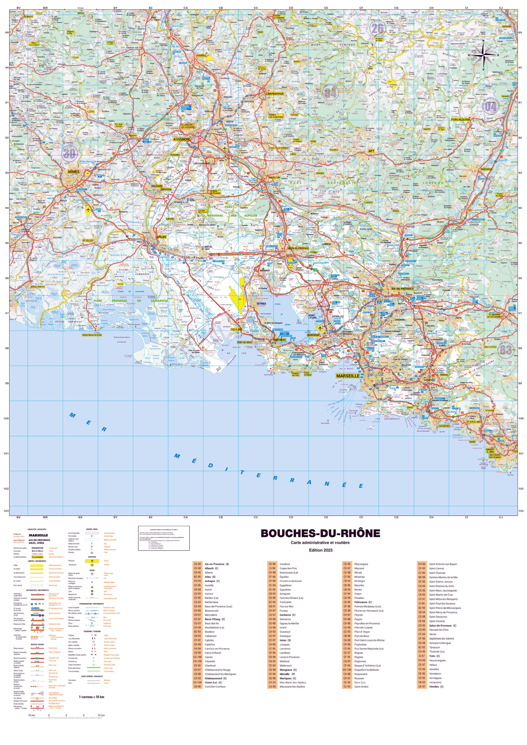 Poster de la carte routière du département des Bouches-du-Rhône