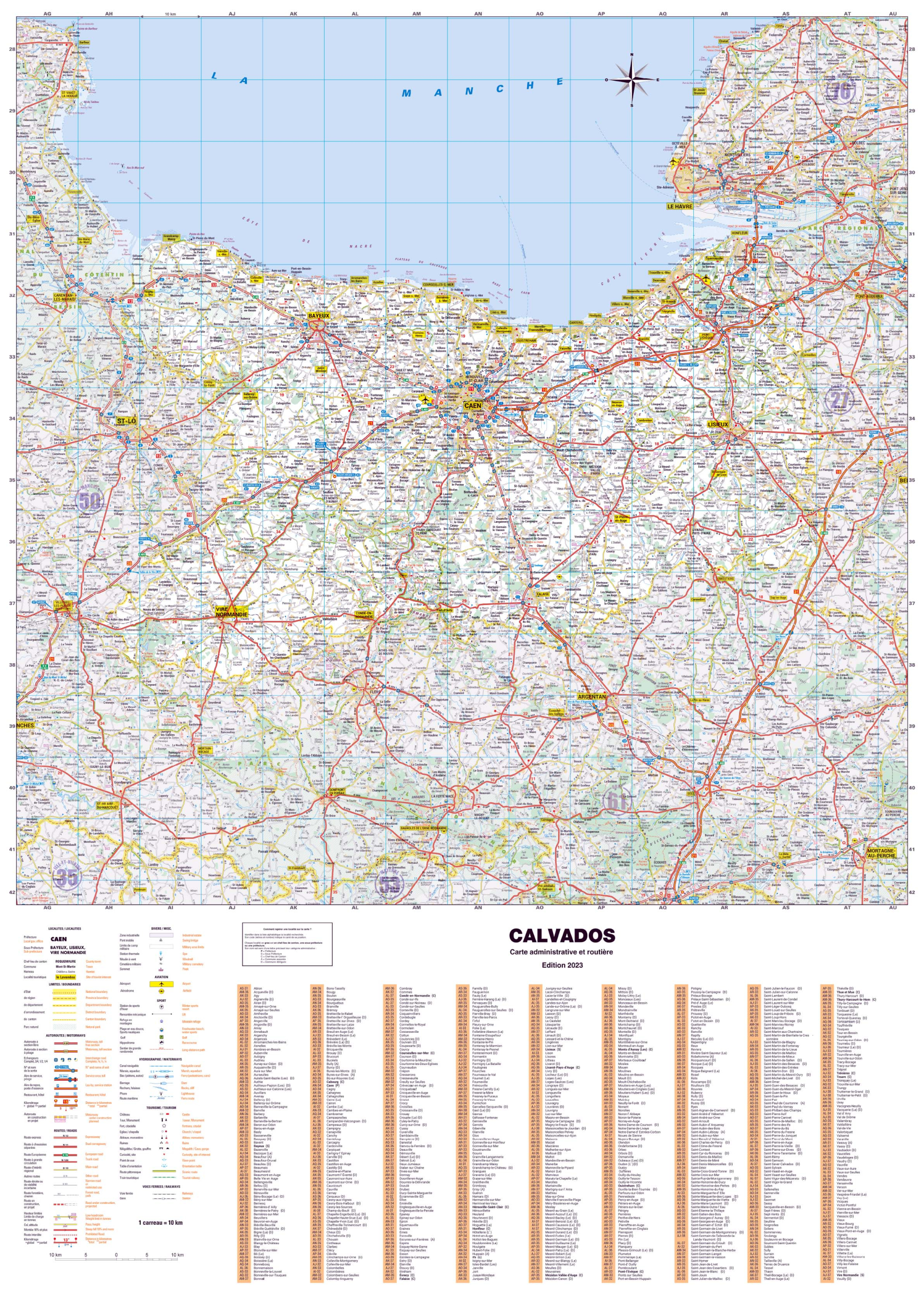 Poster de la carte routière du département du Calvados