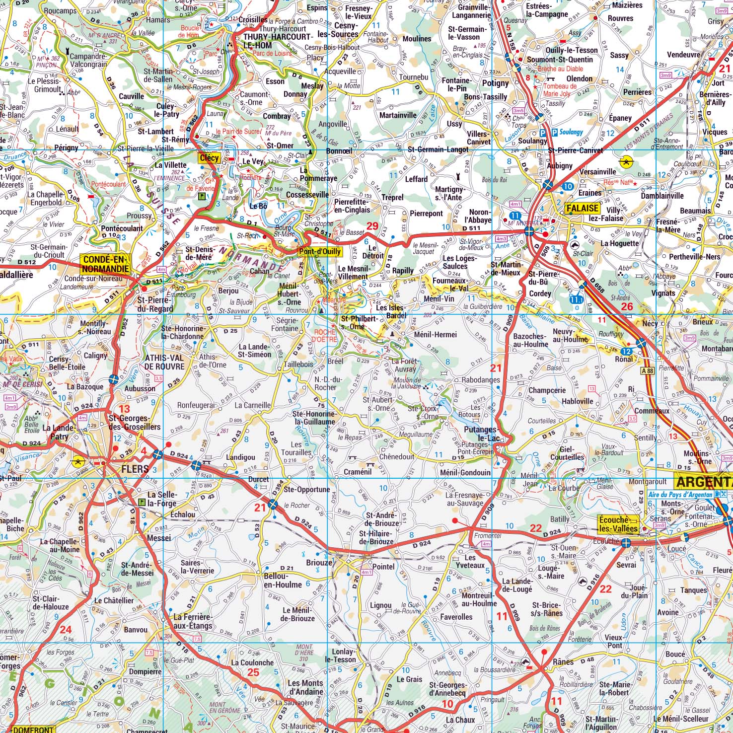 Poster de la carte routière du département du Calvados