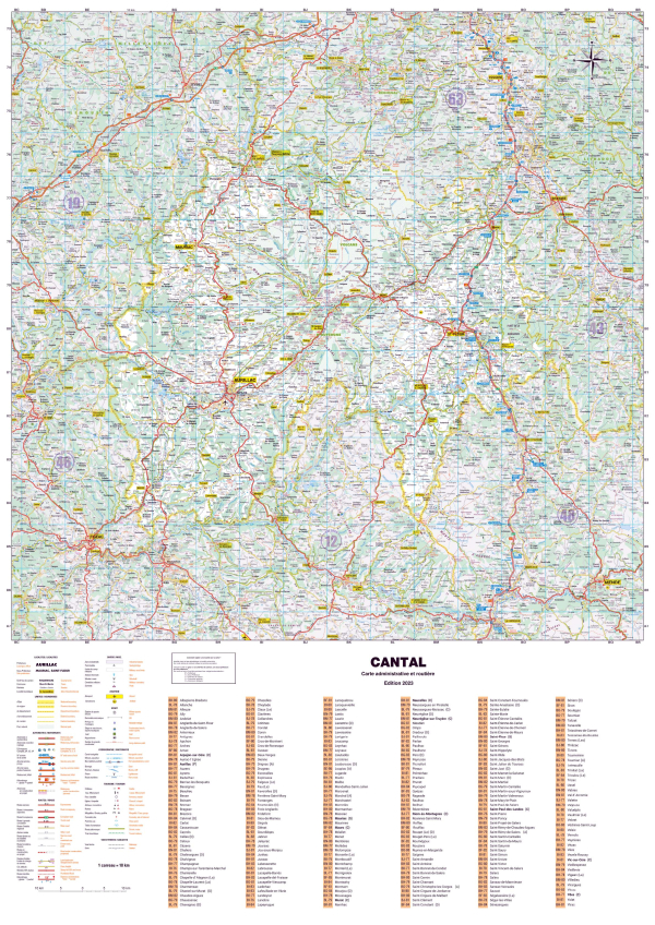 Poster de la carte routière du département du Cantal