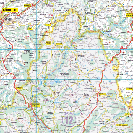 Poster de la carte routière du département du Cantal