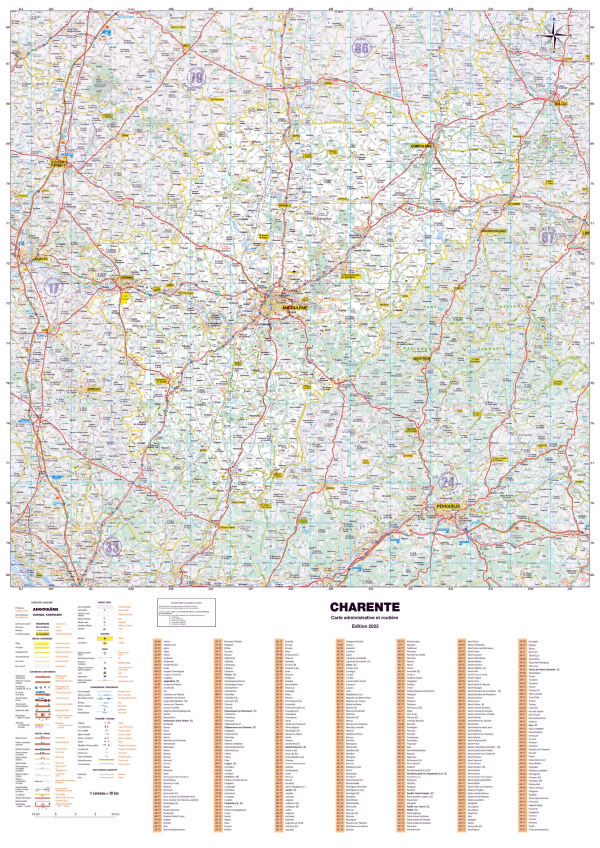 Poster de la carte routière du département de la Charente
