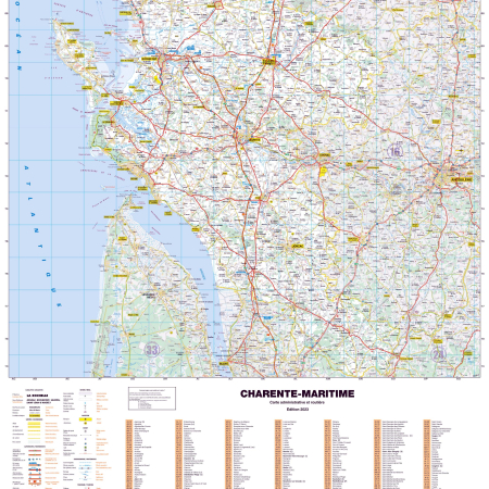Poster de la carte routière du département de la Charente-Maritime