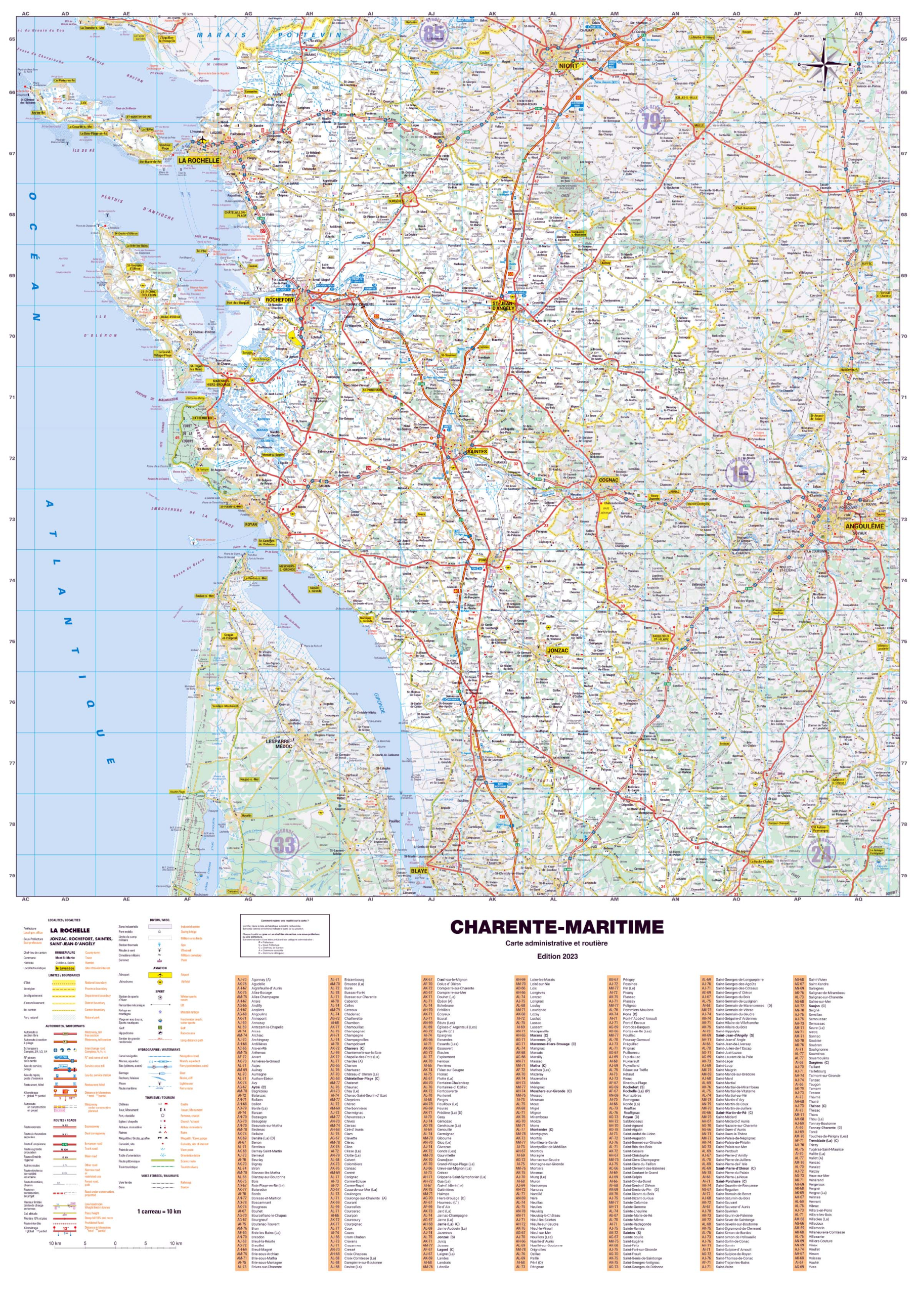 Poster de la carte routière du département de la Charente-Maritime