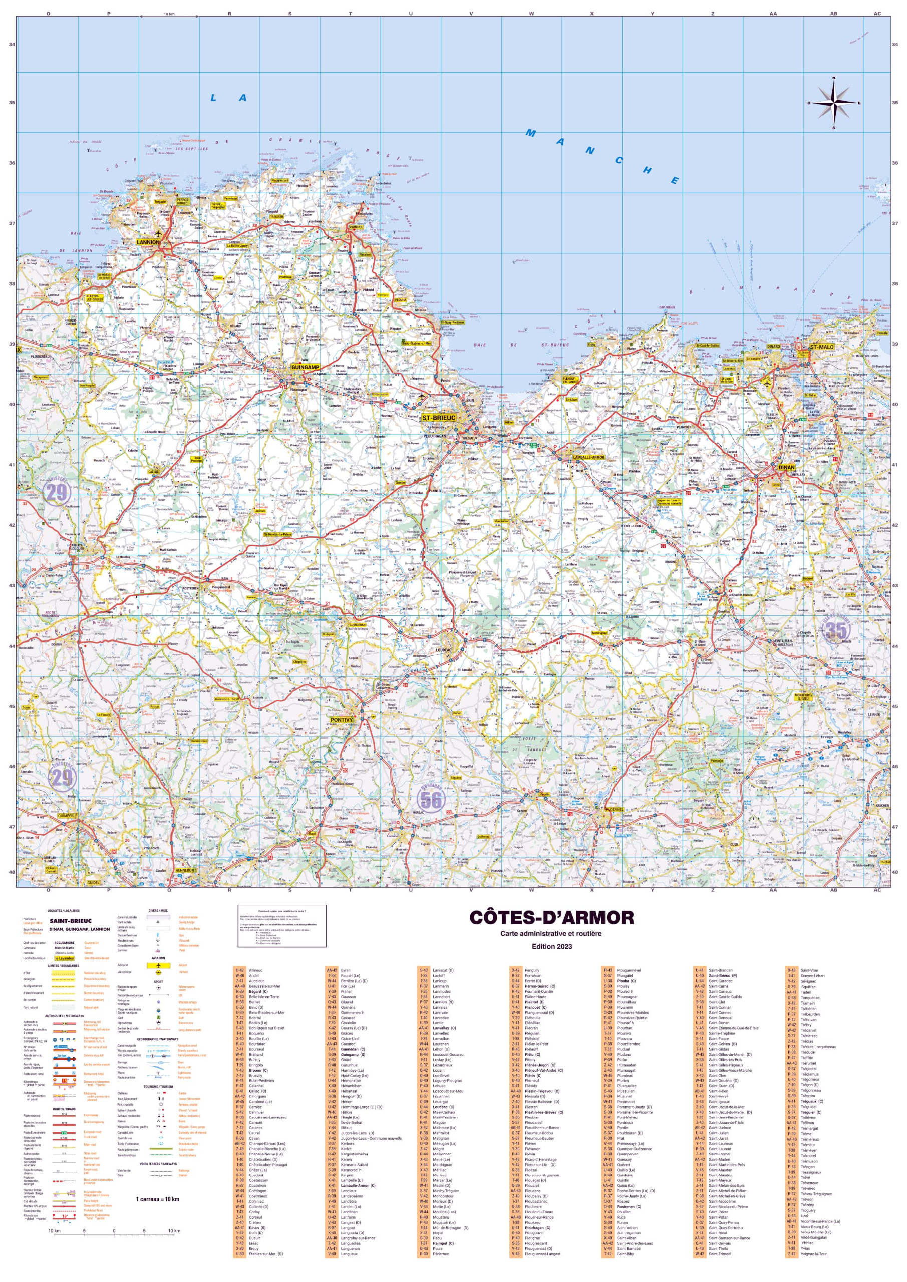 Dept_22 Poster de la carte routière du département des Côtes d'Armor