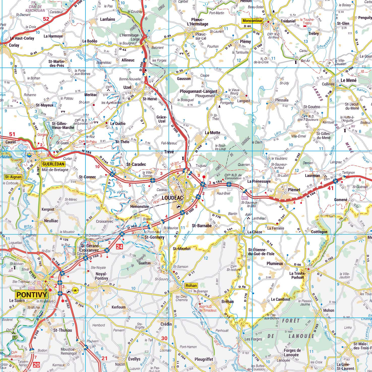 Dept_22_detail Poster de la carte routière du département des Côtes d'Armor