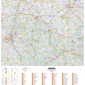 Poster de la carte routière du département de la Creuse