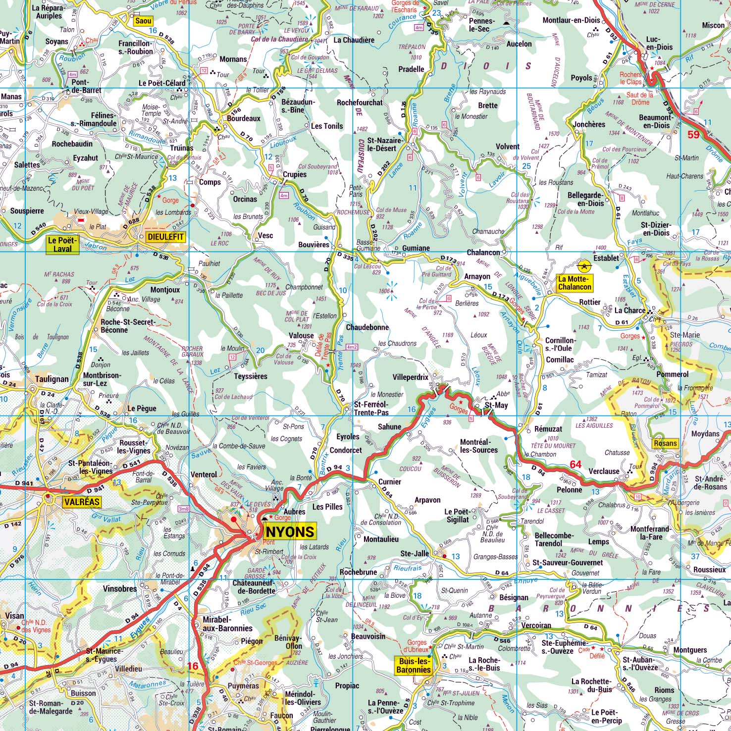 Poster de la carte routière du département de la Drôme