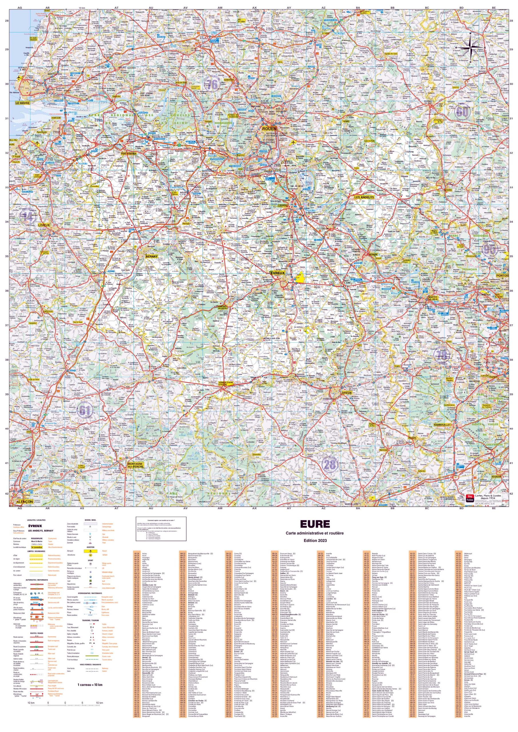 Poster de la carte routière du département de l'Eure