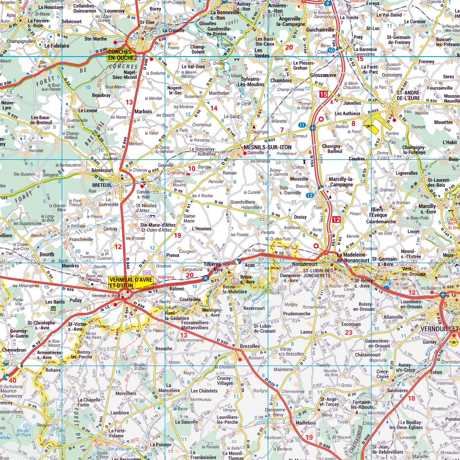 Poster de la carte routière du département de l'Eure