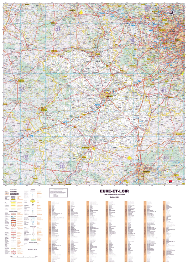 Poster de la carte routière du département de l'Eure-et-Loire