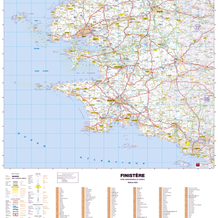 Poster de la carte routière du département du Finistère