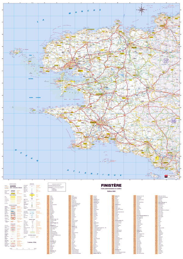Poster de la carte routière du département du Finistère