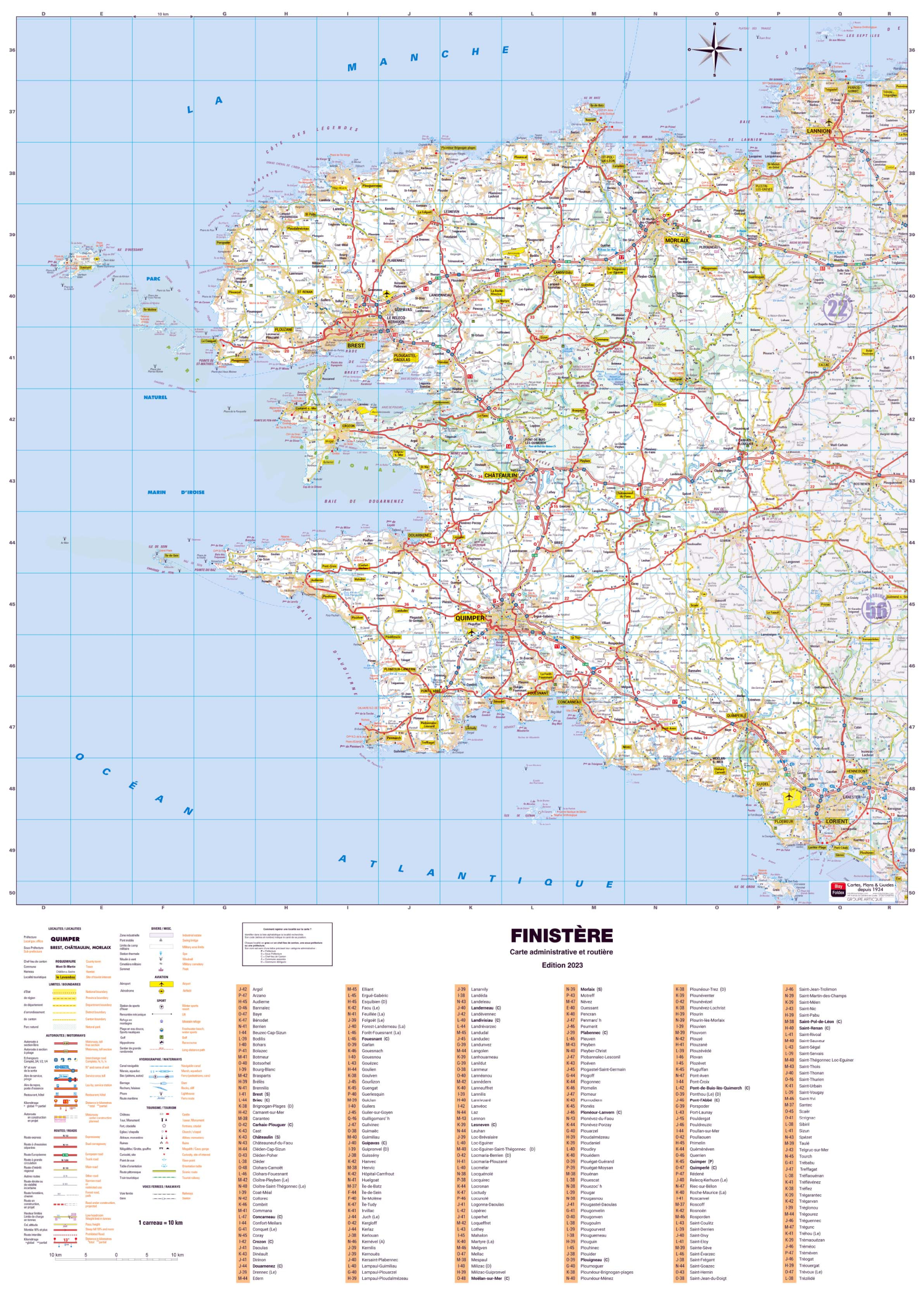 Dept_29 Poster de la carte routière du département du Finistère