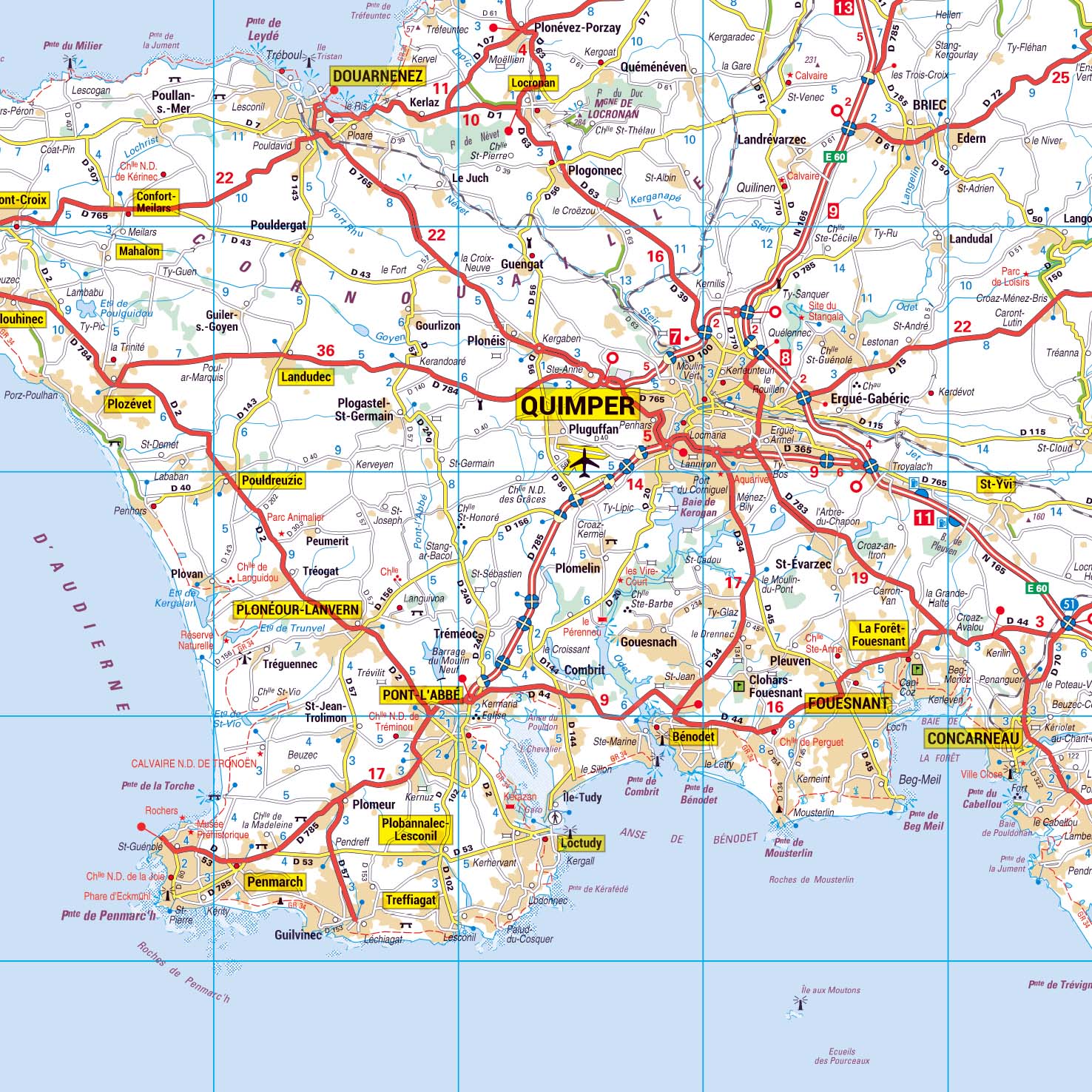 Dept_29_detail Poster de la carte routière du département du Finistère