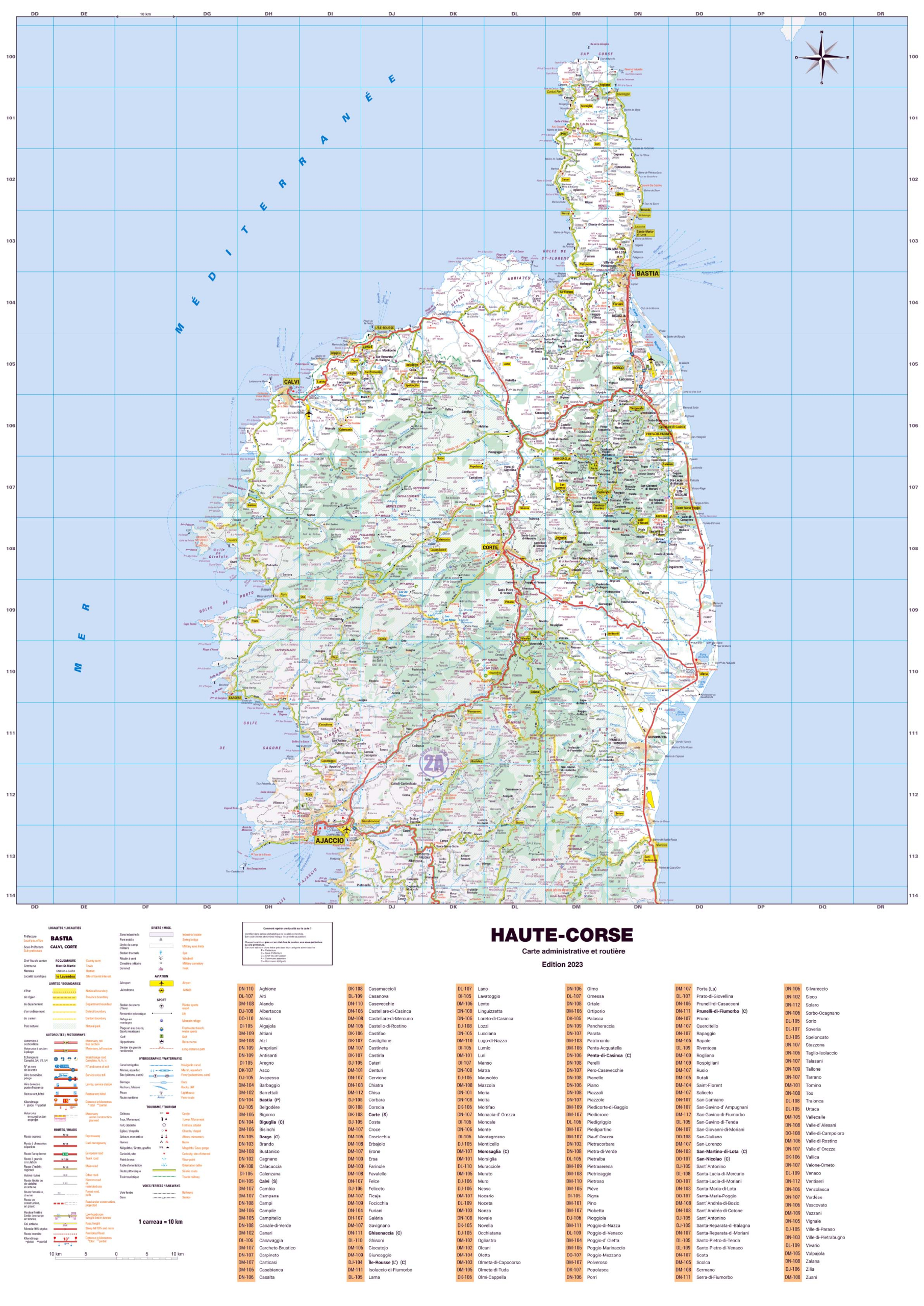 Poster de la carte routière du département de la Haute-Corse