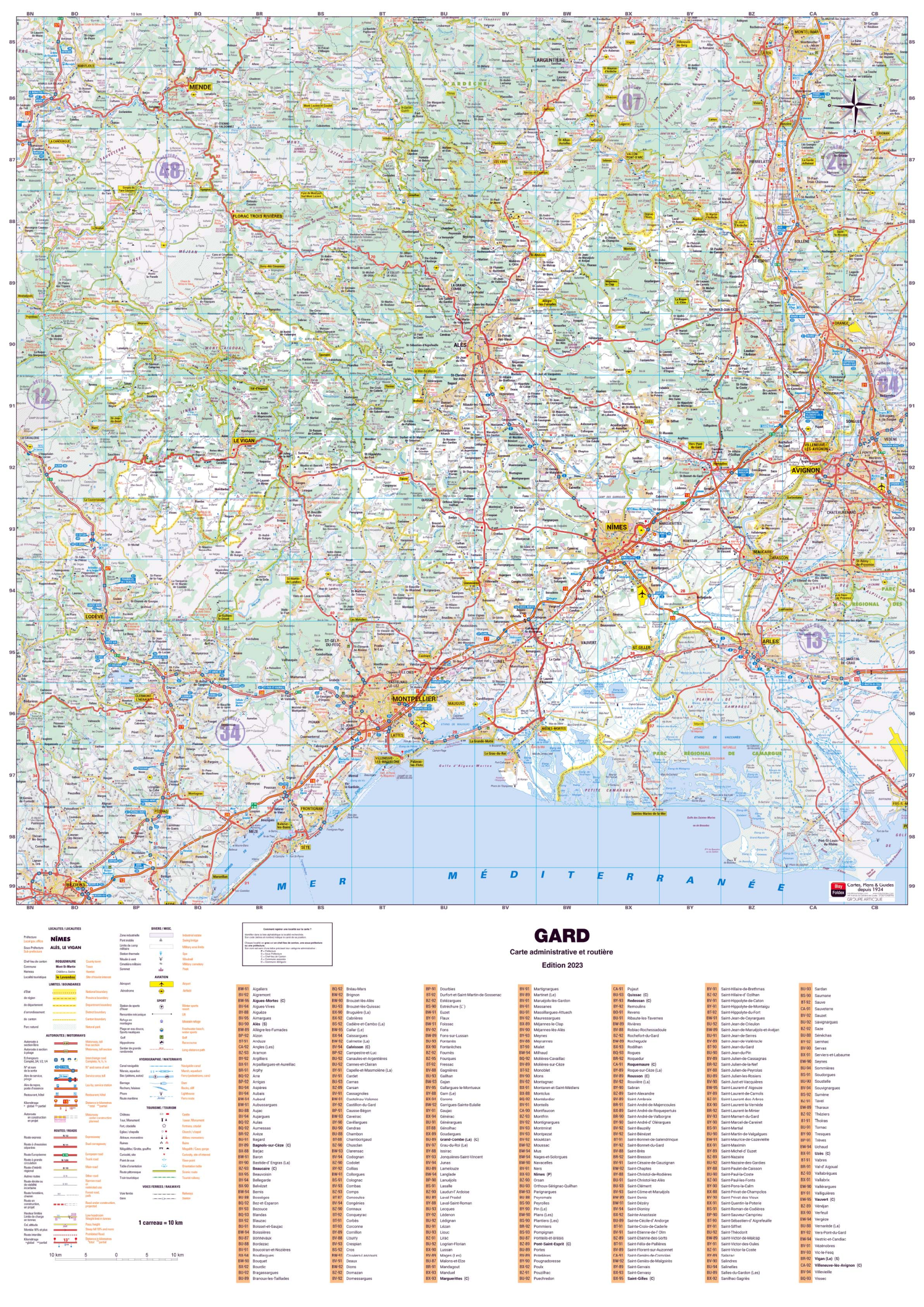 Dept_30 Poster de la carte routière du département du Gard