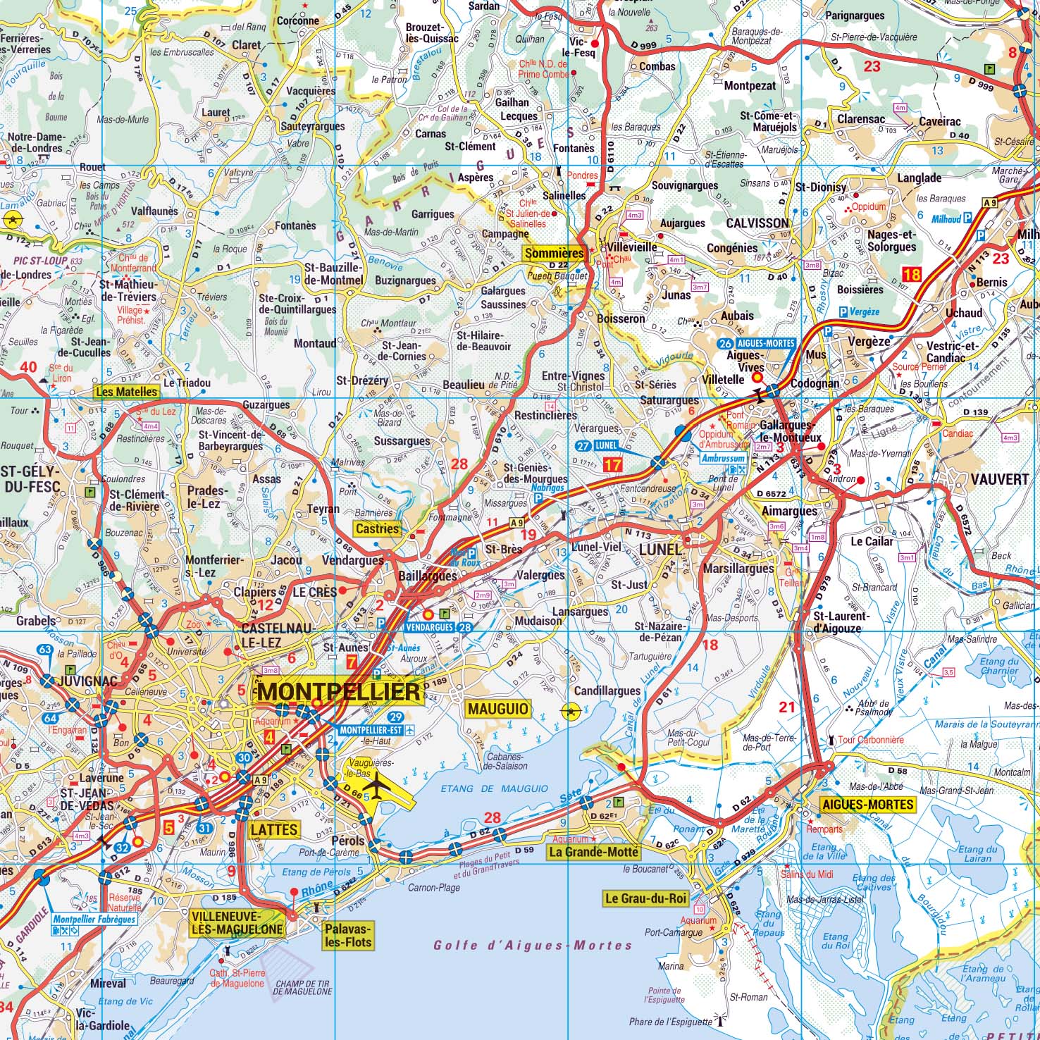 Dept_30_detail Poster de la carte routière du département du Gard