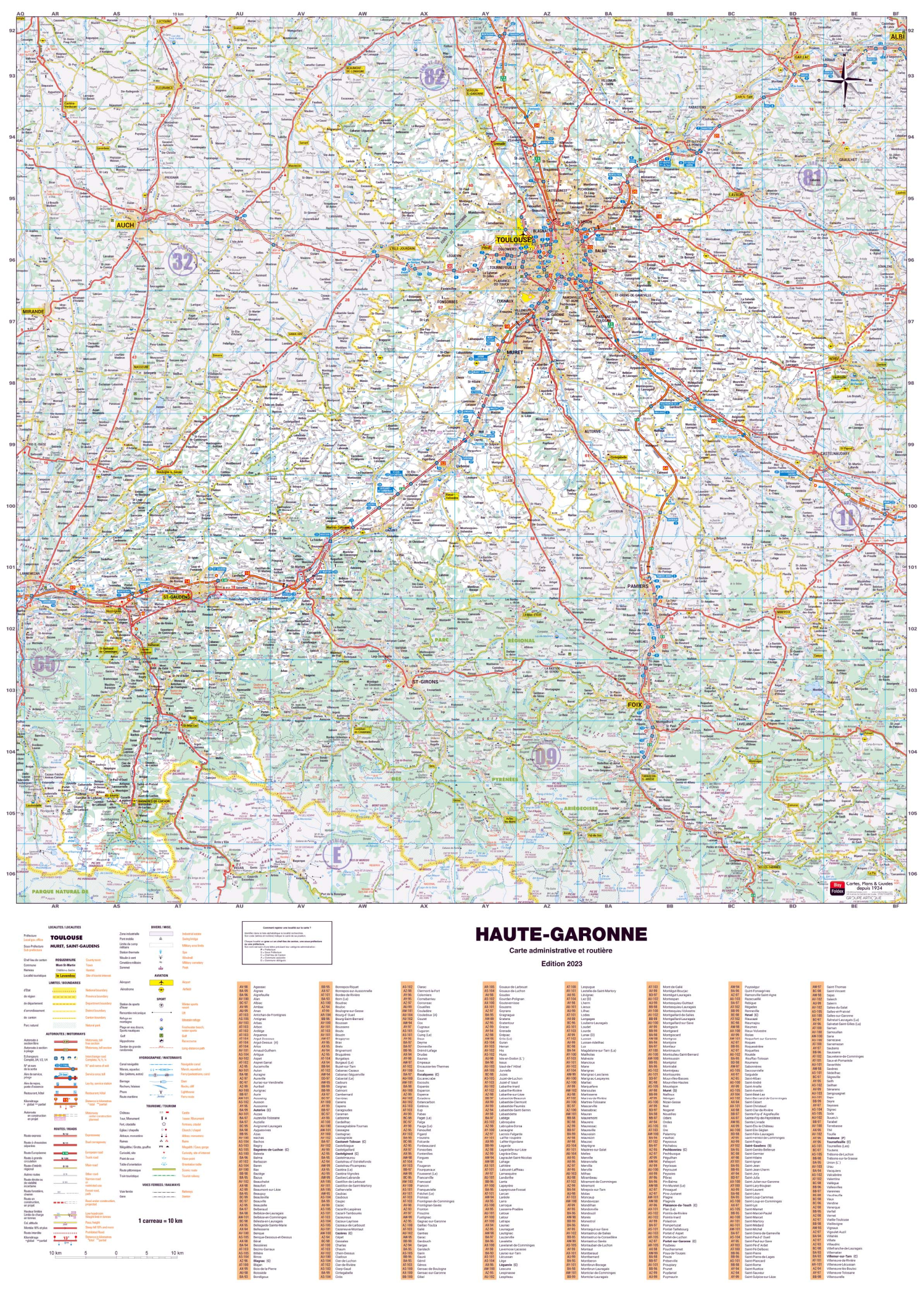 Dept_31 Poster de la carte routière du département de la Haute-Garonne