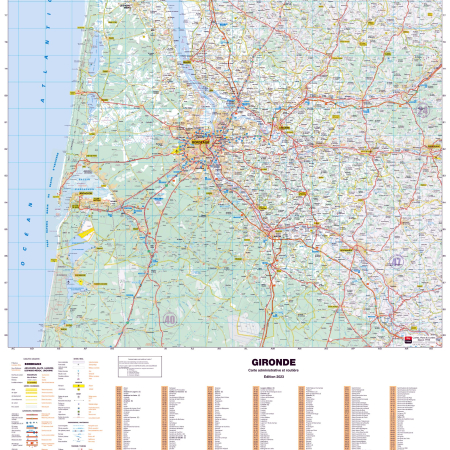 Poster de la carte routière du département de la Gironde