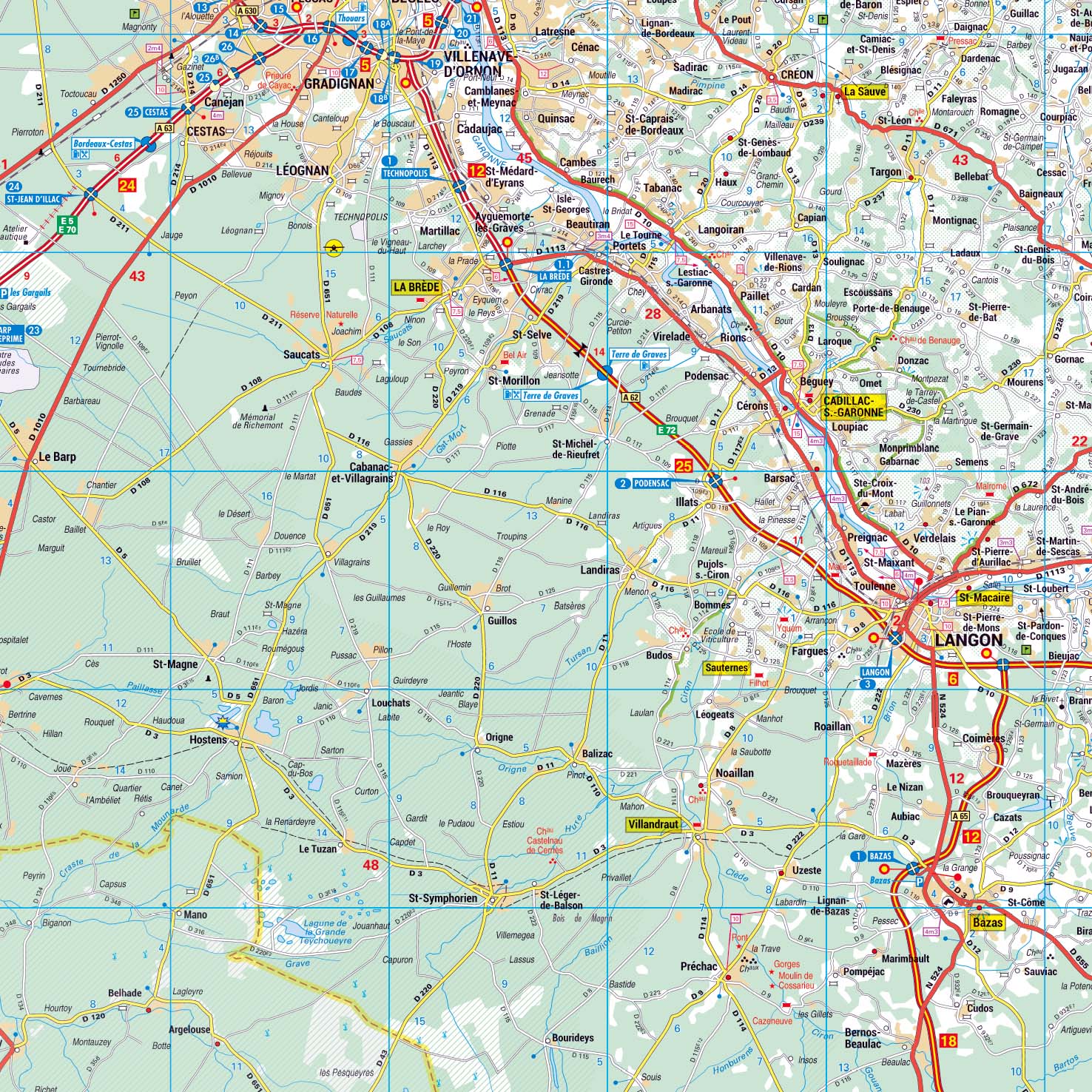 Dept_33_detail Poster de la carte routière du département de la Gironde