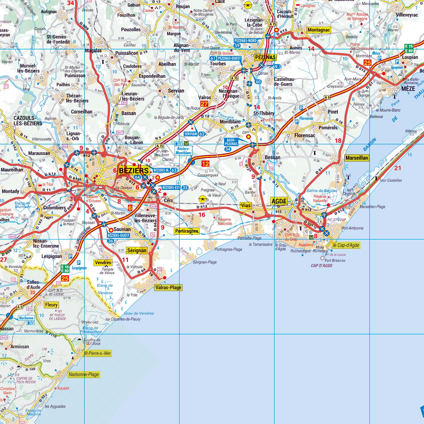 Poster de la carte routière du département de l'Hérault