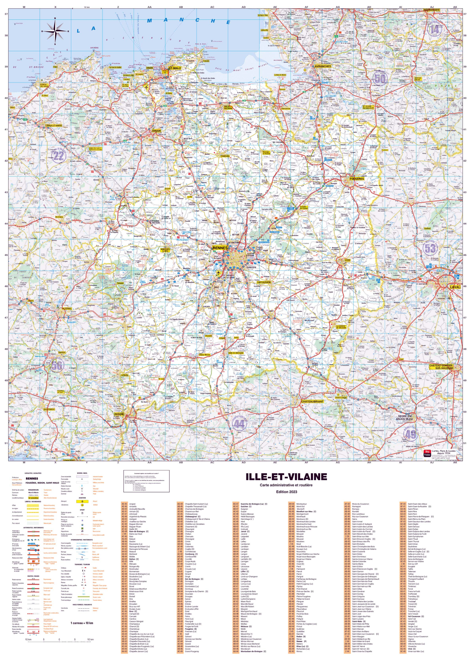Dept_35 Poster de la carte routière du département de l'Ille-et-Villaine