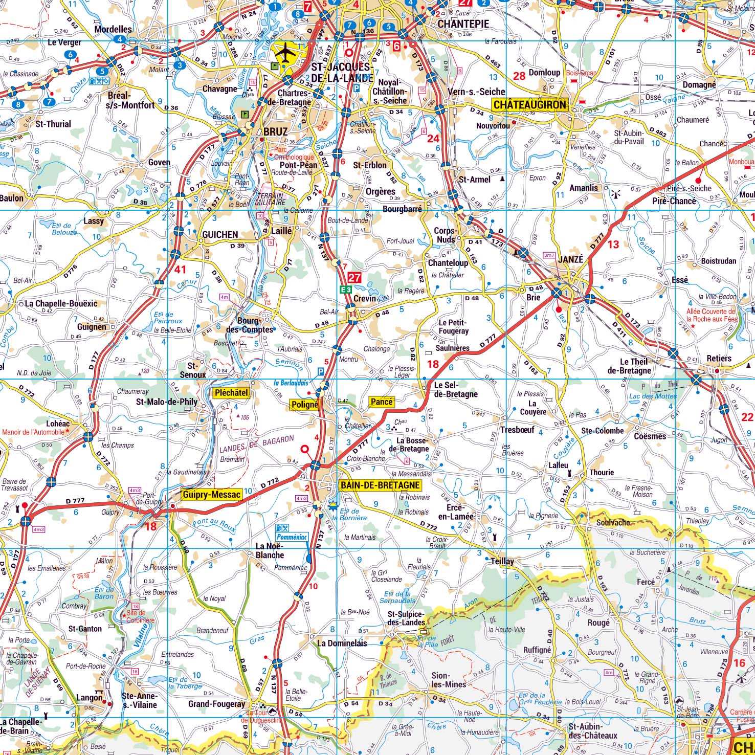 Dept_35_detail Poster de la carte routière du département de l'Ille-et-Villaine