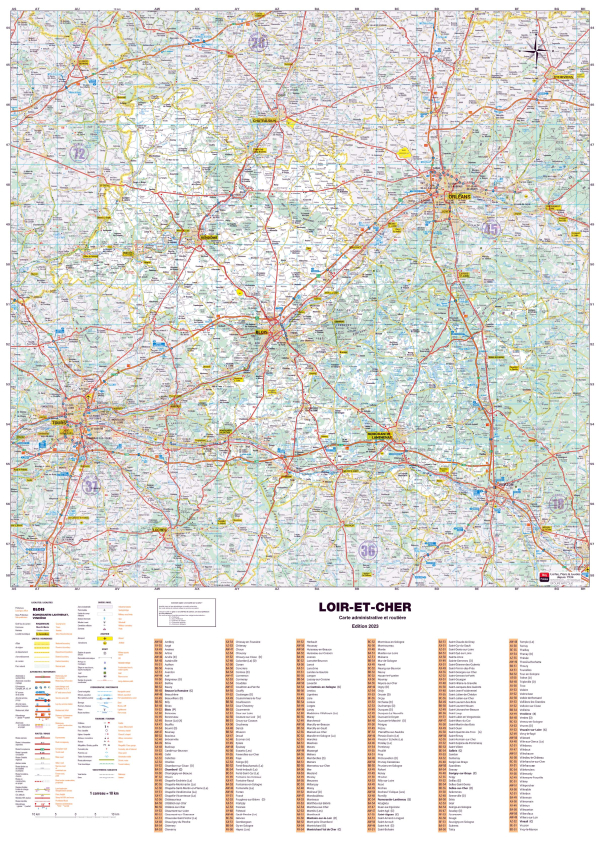 Poster de la carte routière du département du Loir-et-Cher