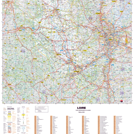 Poster de la carte routière du département de la Loire