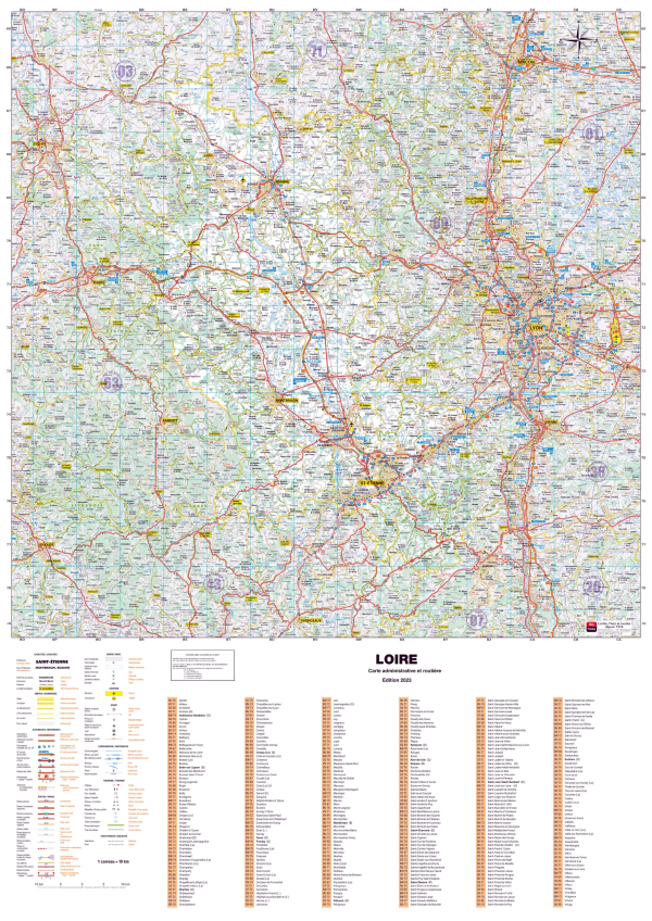 Poster de la carte routière du département de la Loire