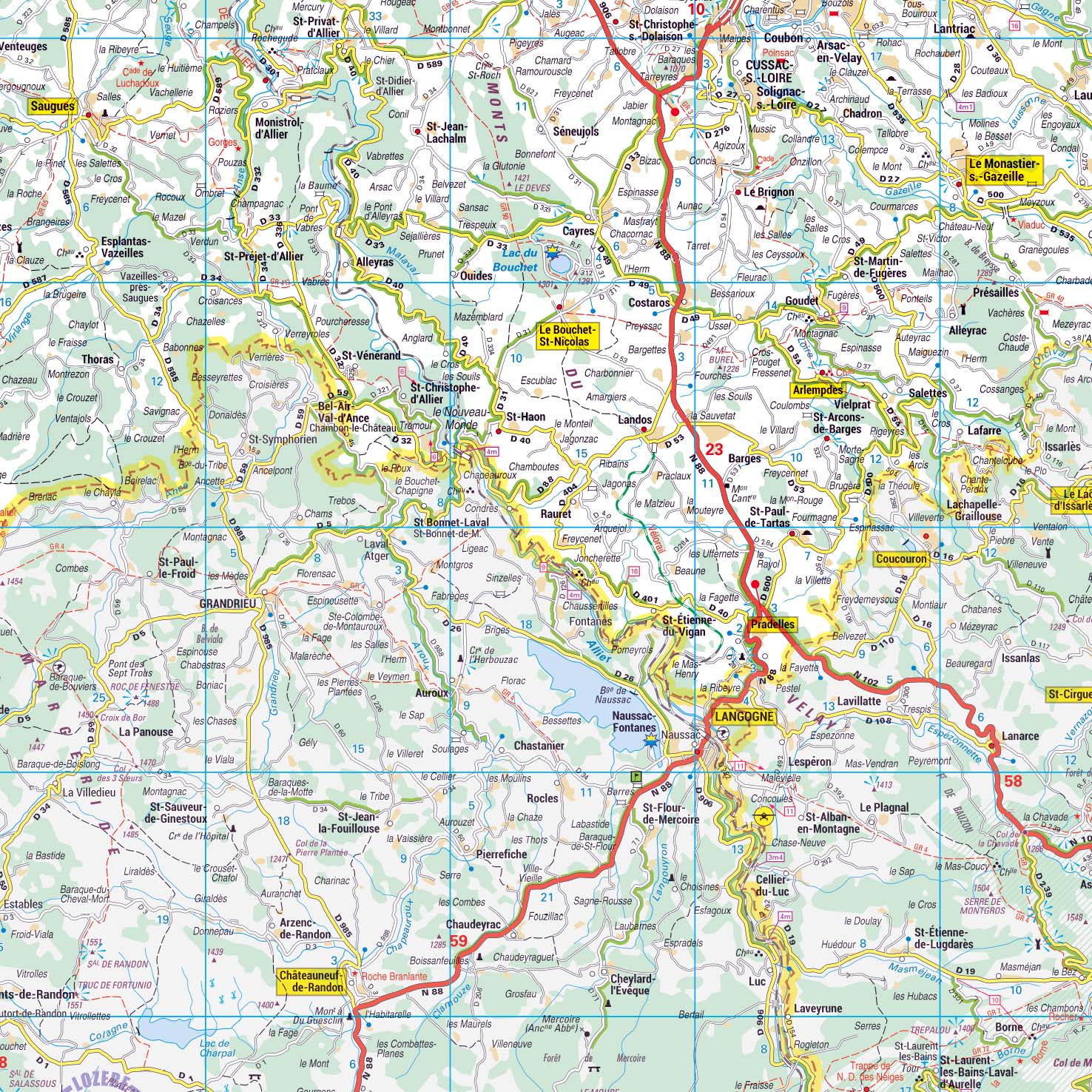 Poster de la carte routière du département de la Haute-Loire