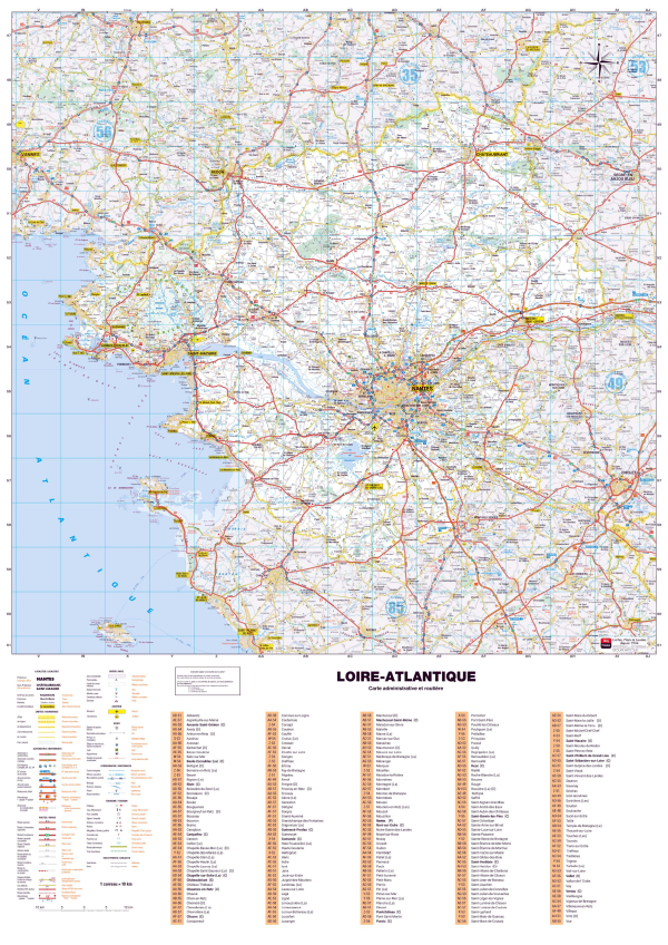 Poster de la carte routière du département de la Loire-Atlantique