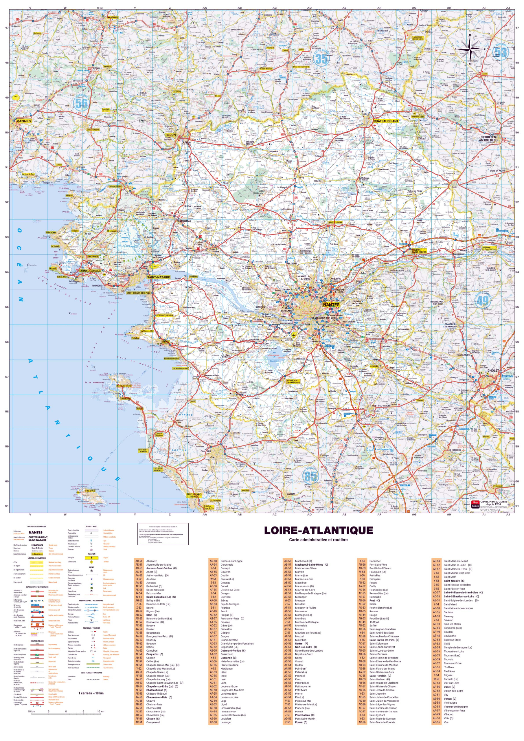 Poster de la carte routière du département de la Loire-Atlantique