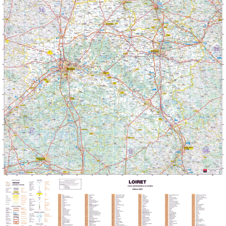 Poster de la carte routière du département du Loiret