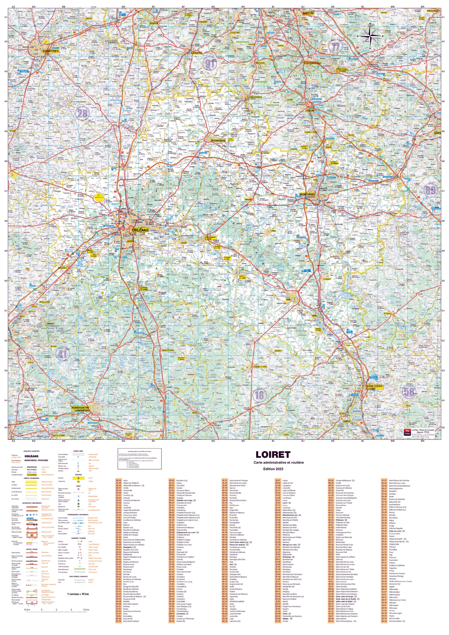 Poster de la carte routière du département du Loiret